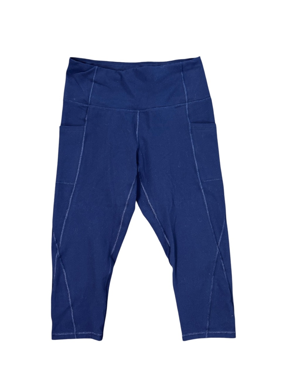 4/$20 Heathyoga Navy Blue High Rise Cropped Yoga Leggings Pockets Medium - Picture 2 of 3